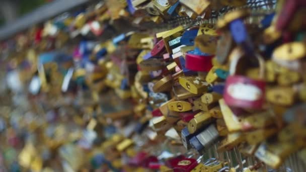 Many locks on the bridge in Paris, France - Footage, Video