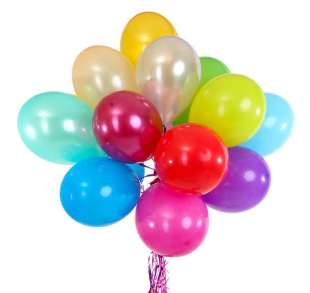 Many bright balloons isolated on white - Photo, image