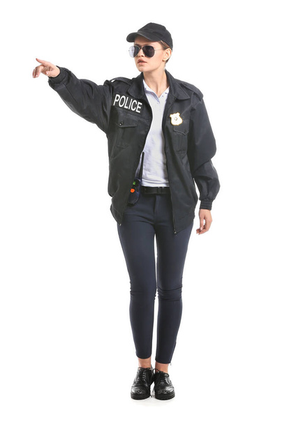 Γυναίκα αστυνομικός σε λευκό φόντο - Φωτογραφία, εικόνα