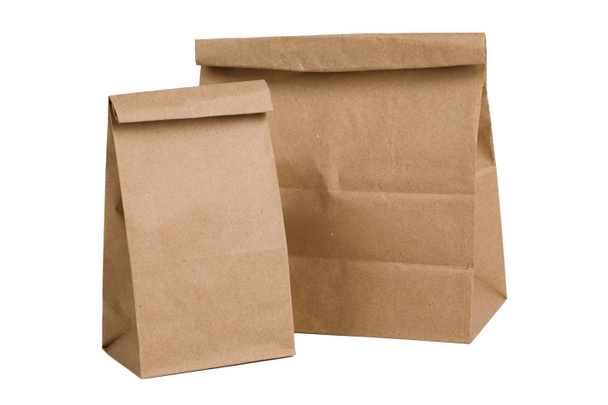 sacos de papel isolados sobre fundo branco - Foto, Imagem