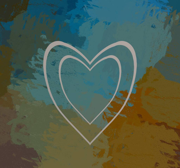 Abstract Valentine background art. Hearts on canvas. Multicolored romantic backdrop. Contemporary art. Artistic digital palette. - Foto, immagini
