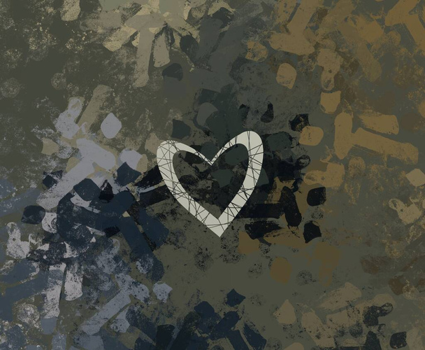 Abstract Valentine background art. Hearts on canvas. Multicolored romantic backdrop. Contemporary art. Artistic digital palette. - Fotoğraf, Görsel
