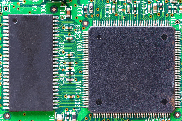 top view of microchip integrated circuit, macro - Photo, Image