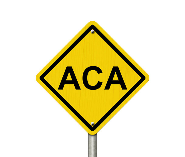 ACA varoitusmerkki Edullinen Care Act, Amerikkalainen liikennemerkki sana ACA eristetty valkoisella taustalla
 - Valokuva, kuva