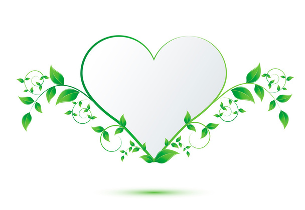 Heart with green leaves - Vektor, Bild