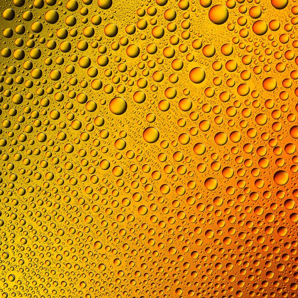 Spektral degrade turuncu sarı güneşin yaz altın renkleri gökkuşağı renkli boncuk lotuseffekt tau sızdırmazlık su damlaları - Fotoğraf, Görsel