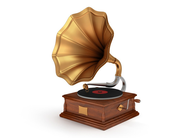 3d old vintage gramophone isolated on white - Photo, Image