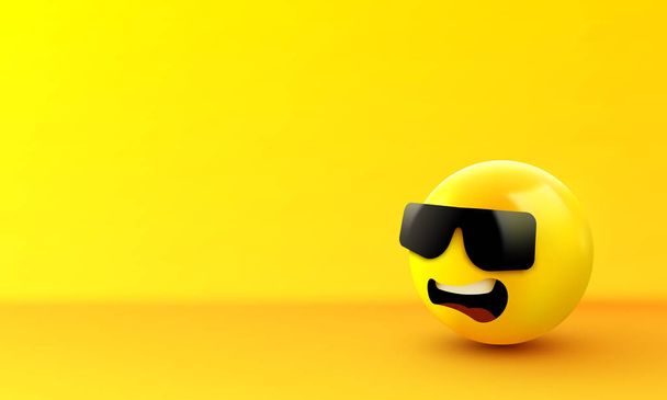 Face with sunglasses emoji - emoticon with dark sunglasses. Like a boss. - Διάνυσμα, εικόνα