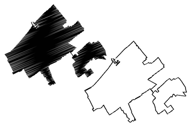 Η πόλη της Χάγης (Βασίλειο των Κάτω Χωρών, Ολλανδία) χάρτη διανυσματική απεικόνιση, scribble σκίτσο Πόλη του Den Haag χάρτη - Διάνυσμα, εικόνα