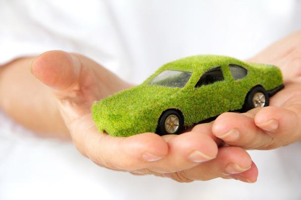 Hand Holding Eco car icon - Photo, Image