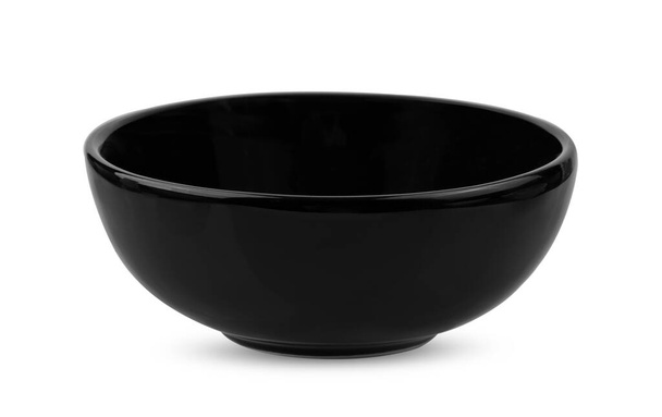black ceramic bowl isolate on white background - Photo, Image