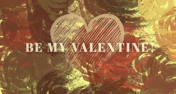 Abstract Valentine background art. Hearts on canvas. Multicolored romantic backdrop. Contemporary art. Artistic digital palette. - Foto, Bild