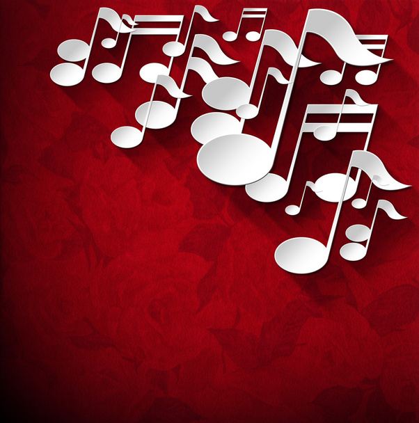 音楽メモ背景 - 赤いベルベットのバラ - 写真・画像