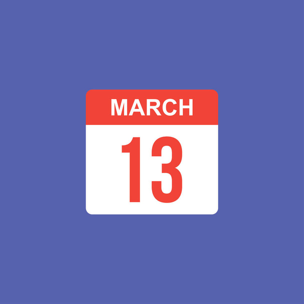 Kalender - 13. März Symbol Illustration isolierte Vektor-Zeichen-Symbol - Vektor, Bild