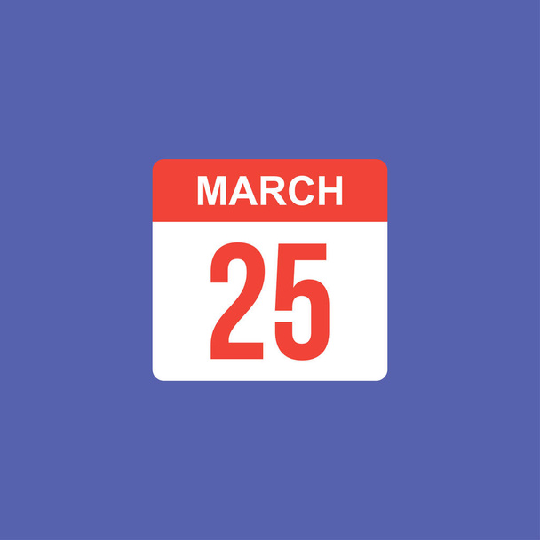カレンダー- 3月25日アイコンイラスト孤立ベクトル記号 - ベクター画像