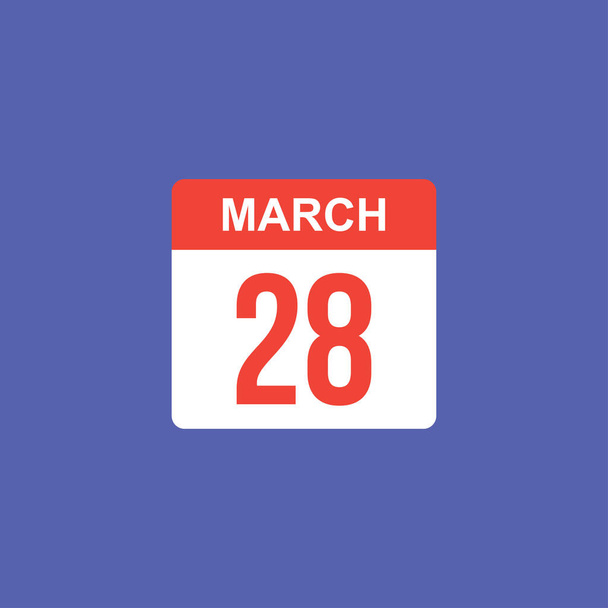 Kalender - 28. März Symbol Illustration isolierte Vektor-Zeichen-Symbol - Vektor, Bild