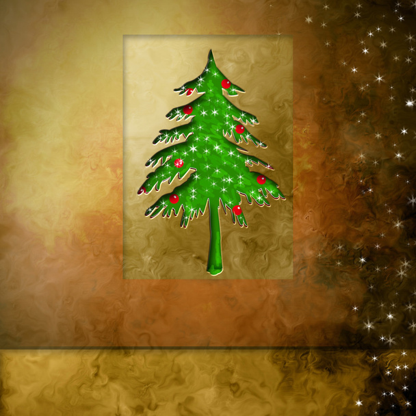 árbol de Navidad fondo de oro - 写真・画像