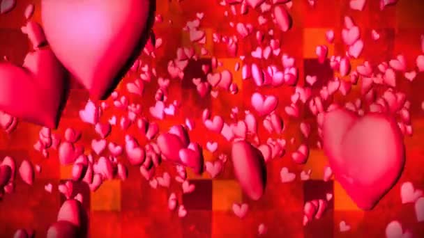 Broadcast Romantic Bouncing Hearts, Magenta Red, Events, 3D, Loopable, 4K - Footage, Video