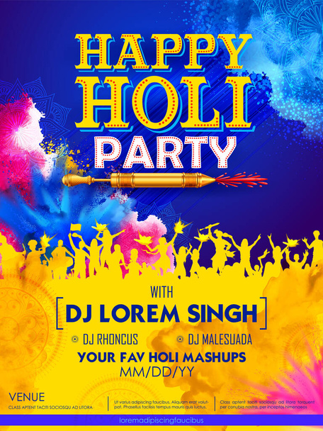 Абстрактний барвистий дизайн карток Happy Holi для кольорового свята Індії. - Вектор, зображення