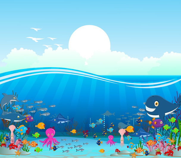 Vida marinha desenhos animados fundo
 - Vetor, Imagem
