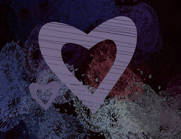 Abstract Valentine background art. Hearts on canvas. Multicolored romantic backdrop. Contemporary art. Artistic digital palette. - Foto, imagen