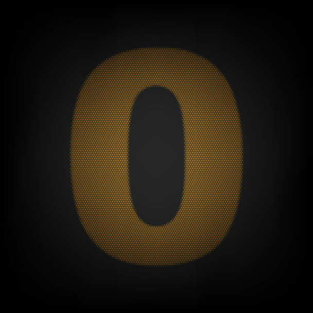 Number 0 sign design template element. Icon as grid of small orange light bulb in darkness. - Vector, Image