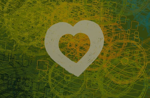 Abstract Valentine background art. Hearts on canvas. Multicolored romantic backdrop. Contemporary art. Artistic digital palette. - Foto, Imagem