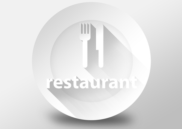 Restaurant concept with plate knife and fork 3d illustration flat design - Foto, Imagen