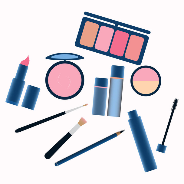 make-up tools en cosmetische schoonheidselementen - Vector, afbeelding