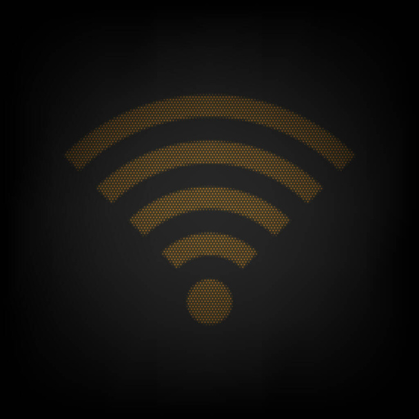 Знак Wifi. Икона в виде сетки из маленькой оранжевой лампочки в темноте
. - Вектор,изображение