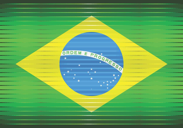Lesklá vlajka Grunge Brazílie - ilustrace, Trojrozměrná vlajka Brazílie - Vektor, obrázek
