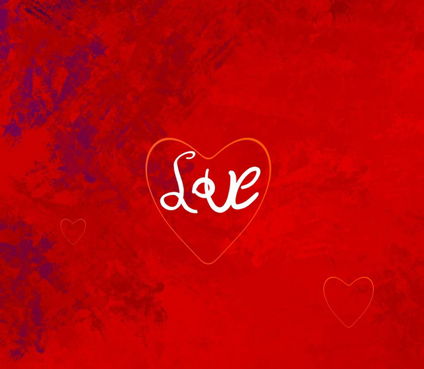 Abstract Valentine background art. Hearts on canvas. Multicolored romantic backdrop. Contemporary art. Artistic digital palette. - Foto, afbeelding
