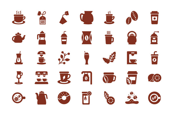 svazek kávy a čaje silueta styl ikony - Vektor, obrázek