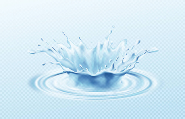 Ilustración realista corona de agua aislada sobre fondo azul transparente. El verdadero efecto de la transparencia. Ilustración vectorial
 - Vector, imagen