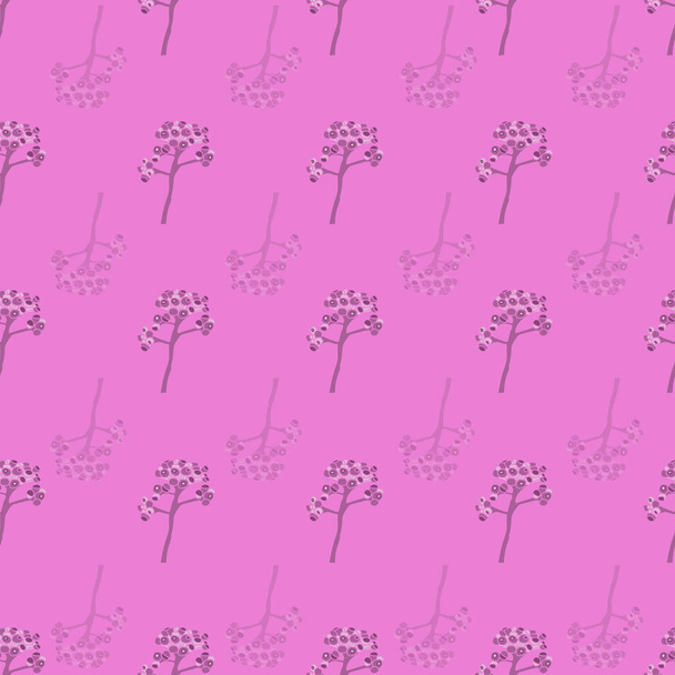 Bloemknoppen-Bloemen in Bloom naadloze herhaling patroon in paars roze en kastanjebruin - Vector, afbeelding