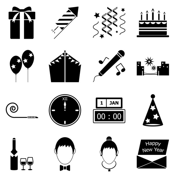 New year icons on white background - Vector, Image