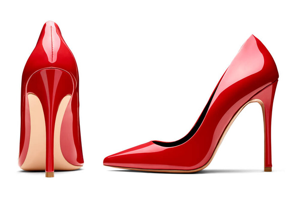 close up of red high heels on white background - Fotografie, Obrázek