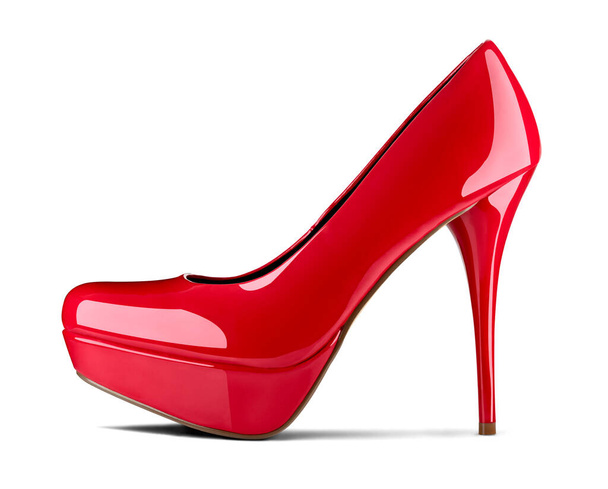 крупные красные высокие каблуки на белом фоне - Фото, изображение