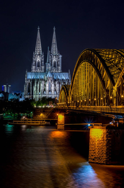 Nádherný výhled na kolínskou katedrálu v noci, Kolín nad Rýnem Německo - Fotografie, Obrázek
