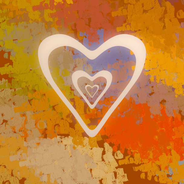 Abstract Valentine background art. Hearts on canvas. Multicolored romantic backdrop. Contemporary art. Artistic digital palette. - Foto, Imagem