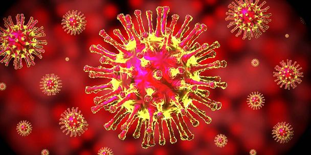 Coronavirus / Covid-19-Konzept - 3D-Illustration - Foto, Bild