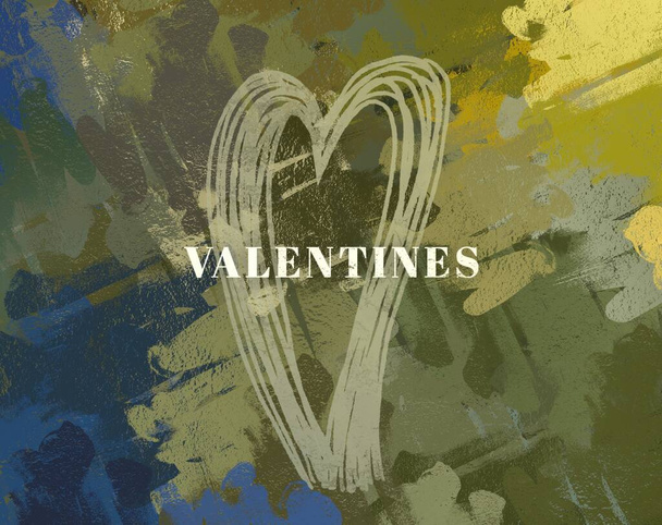 Abstract Valentine background art. Hearts on canvas. Multicolored romantic backdrop. Contemporary art. Artistic digital palette. - Foto, imagen