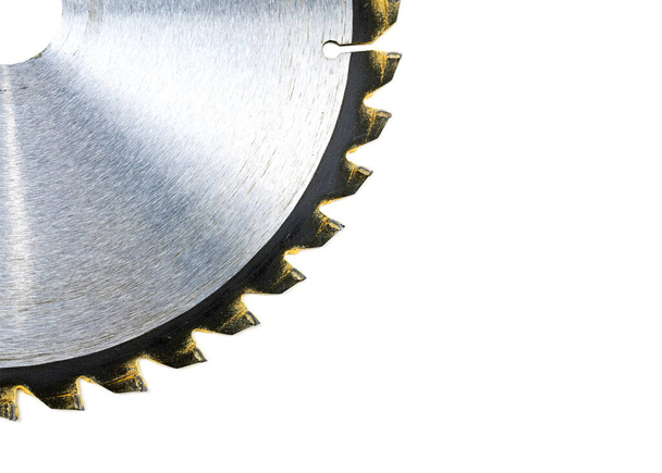 Circular saw blade closeup isolated on white background - Фото, зображення