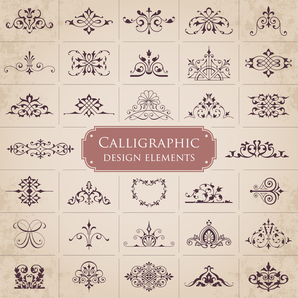Calligraphic design elements - set 1 - Vektör, Görsel