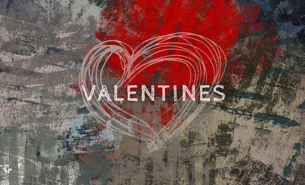 Abstract Valentine background art. Hearts on canvas. Multicolored romantic backdrop. Contemporary art. Artistic digital palette. - Fotografie, Obrázek