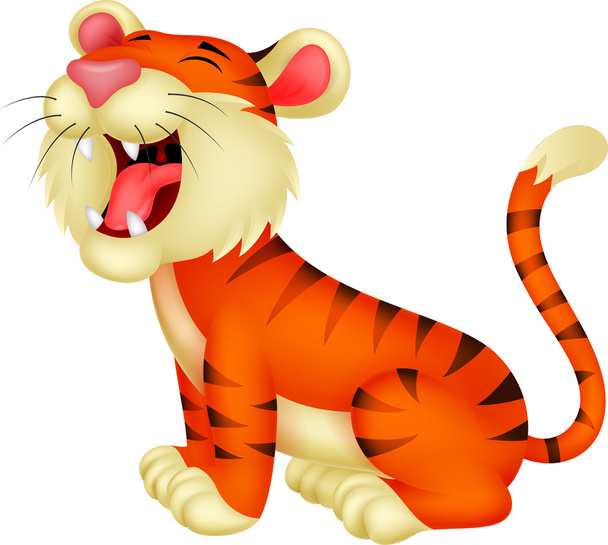 Tiger cartoon roaring - Vektör, Görsel