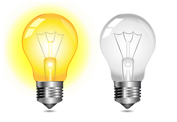 Glowing light bulb icon - on off - Vector, Image