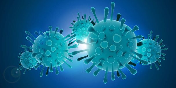 Coronavirus ilustrace izolované na bílém velkém praporu - Fotografie, Obrázek