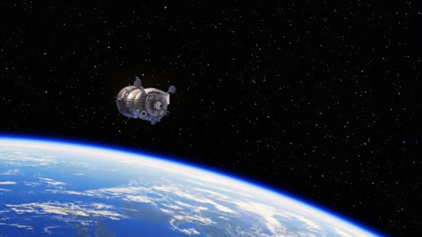 Spacecraft Deploys Solar Panels Above The Earth - Felvétel, videó