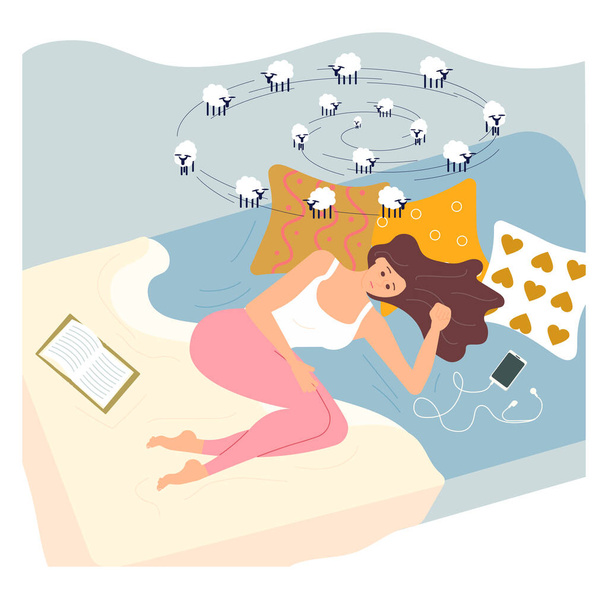 El insomnio es contar ovejas
 - Vector, imagen